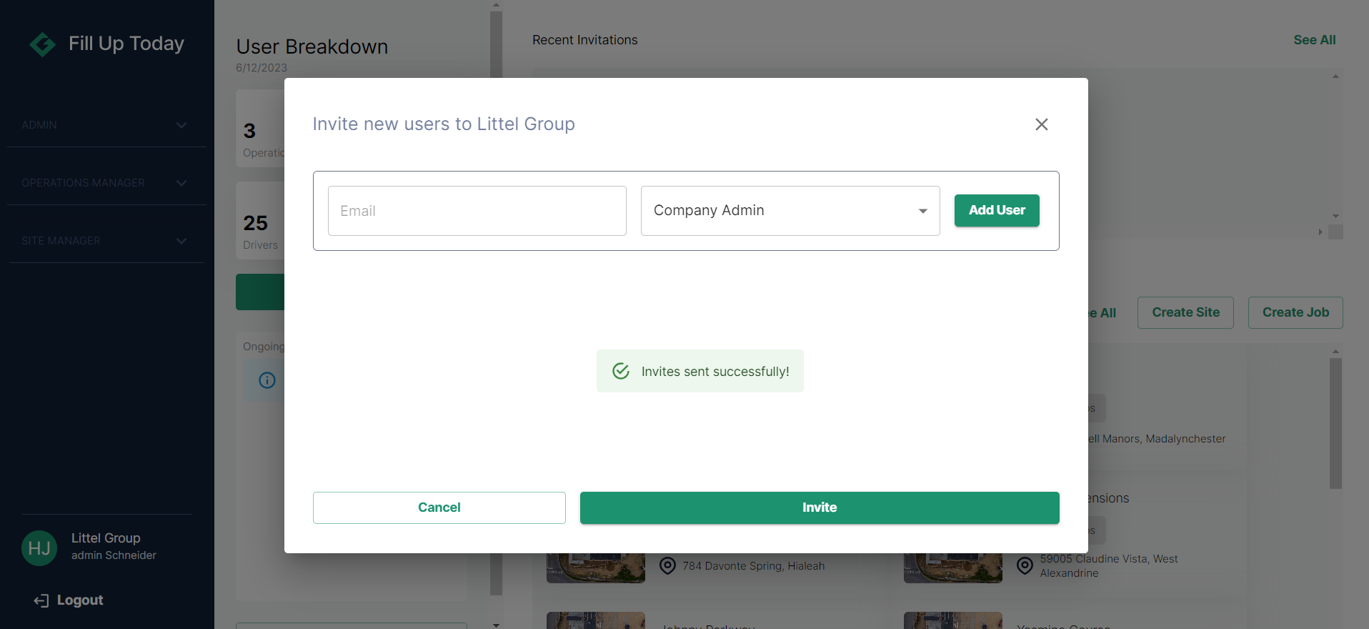 Invite New Users Done